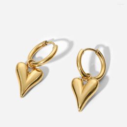 Dangle Earrings Hip Hop French Kpop Heart Pendant For Women Summer Trinket Stainless Steel Luxury Jewelry Vacation Accessories Gift