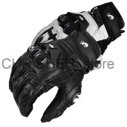 Cycling Gloves Four Season Leather Motorcycle Black White Gloves Leather Men Moto Racing Glove Bicycle Cycling Motorbike Motocross Riding x0824