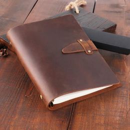 High Quality Vintage Genuine Leather Cover Notebook A5 Spiral Diary Ring Binder Journals Sketchbook Agenda Planner Stationery