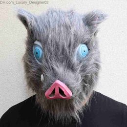 Demon Slayer Mask Halloween Cosplay Anime Costumes Accessories Hashibira Inosuke Headgear Wild Boar Latex Mask Adult Child Q230824