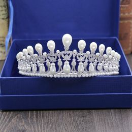 Clipes de cabelo Europeu e American Star Pearl King Coroa Full Zircon Princesa Vestido de noiva Elegante Acessórios formais
