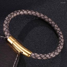 Charm Bracelets Vintage Jewelry For Men Women Antique Grey Braided Leather Bracelet Unisex Stainless Steel Clasp Fashion Retro Wristband