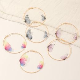 Dangle Earrings Fashion Butterfly Earring Women Big Round Rings Statement Hip Hop Hoops Trendy Jewellery Coloured Unique For Girl