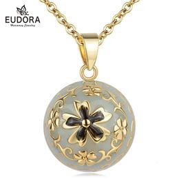 Charms Eudora Harmony Gold Colour Flower Ball Necklace Chime ball Maternal Bell bola bell appease Foetal prenatal bells pregnant women 230824