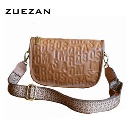 Evening Bags Colorful Strap Letters Leather Crossbody Bag100 Cow's Skin Lady's Shoulder Bag Women Genuine Messenger Q026 230823