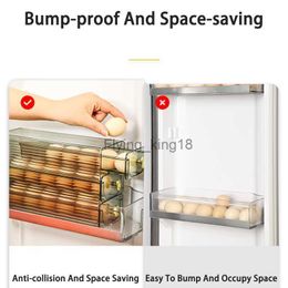 Refrigerator Egg Storage Box Automatic Sliding Eggs Holder Rack Kitchen Food Containers Fridge Side Door Organiser Daily Use HKD230812