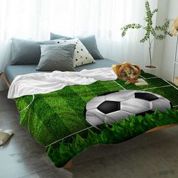 Blankets Football Bedspread Blanket High Density Super Soft Cory Flannel Blankets for Sofa Bed Reversible Portable Home Office R230824