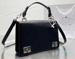 Envelope Bags Messenger Bag Top Handle Handbags Shoulder Bags Purse Double Twist Lock Genuine Leather Silver