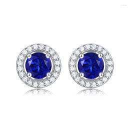 Stud Earrings WINWOS Real Sapphire Mossone For Women 2023 925 Sterling Silver Oxidised Diamond Wedding Bridal Party Jewe