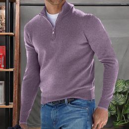 Men's Sweaters Autumn Winter Embroidery Logo Cashmere Striped Pullovers Male Stand Collar Slim Fit Knitted Tops 3XL