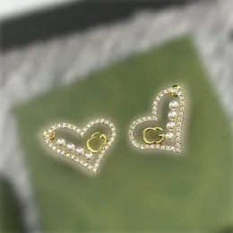 luxury G Letter 18K Gold Heart Hoop Earrings Classic Titanium Steel Designer Jewellery Fashion Woman Stud Earrings CHD2308247 capsmens