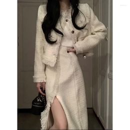 Two Piece Dress UNXX Skirt Suits Women Luxury Designers Elegant Office Ladies Formal Tweed Blazer Jacket Long 2 Set Autumn Outfits