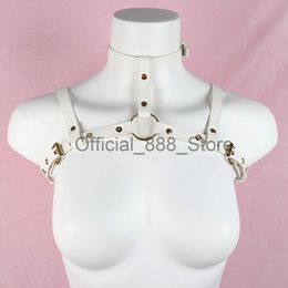 Sexy Harajuku PU Leather Suspenders White Women Body Bondage Belt Neck to Chest Harness Strap Adjustable Metal Buckle 2021 New x0824