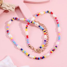 Chains Ethnic Color Rice Pearl Freshwater Handmade Necklace Gift Lovely Decorative For Girls