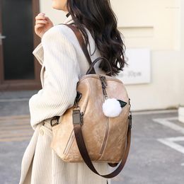 School Bags Fashion Trend Backpack Pu Women For Teenagers Leather Mochila Feminina Shoulder Bag Vintage Travel Brand Daypack