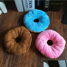 Dog Toys Chews Doughnut Plush Squeaky Toy 3 Designs Optional Drop Delivery Home Garden Pet Supplies Dh5Cm