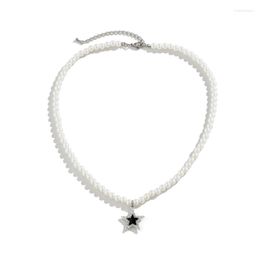 Pendant Necklaces Elegant Star Choker Necklace Unique Charm Pearl Bead For Women Girls Y2K Jewelry Hip Hop