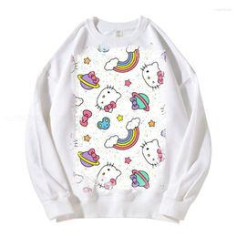 Hoodies feminino Hello-Kitty Hoodie Mulheres fofas Meninas coreanas Model de moletom de moda Primavera e outono Modelo Casual Manga longa Casual