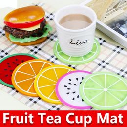 New Fruit Silicone Coaster Mats Pattern Colourful Round Cup Cushion Holder Thick Drink Tableware Coasters Mug