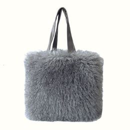 Evening Bags Herald Fashion Designer Faux Fur Tote Handbags for Women Winter Shopper Shoulder Bag Fluffy Plush Female Top-Handle Luxury 230824