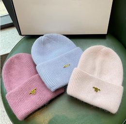 New Fashion Brand Woollen Cap Women's Autumn and Winter Warm Double-Layer Knitted Big Head Hats