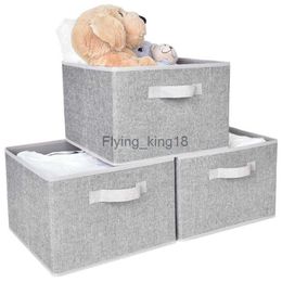 Fabric Storage Bins with Handle Collapsible Storage Boxes for Closet Shelf 3-Pack Grey Large 12.4" x 11.6" x 8.1" HKD230812