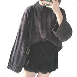 Women's Sweaters AECU Women Sweater Casual Loose Knitted Jumpers For O Neck Long Batwing Sleeve Crocheted Pullovers Streetwear Winter