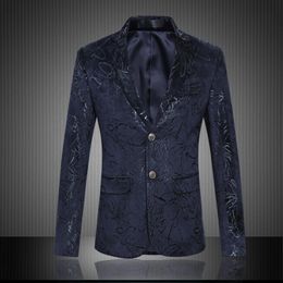 Floral Casual Slim Blazers Fashion Party Single Breasted Men Suit Jacket Plus Size M-6XL High Quality193K