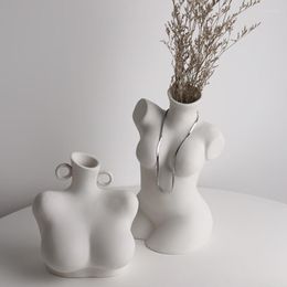 Vases White Nordic Ceramic Vase Flower Aesthetic Hydroponic Ikebana Modern Small Design Vintage Vazen Luxury Home Decor WK50VA