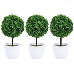 Decorative Flowers Potted Simulation Bonsai Desktop Ornament Artificial Cherry Ball Fake Imitation Green Decor Lifelike Plastic