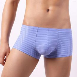 Underpants Men'S Underwear Fashion Trend Colour Stripes Comfortable Low Waist Boxer Briefs Solid Breathable Shorts Panties