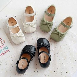 Flat shoes Spring Autumn Girls Princess Shoes Butterfly Mary Janes White Black Leather Shoes For Kids Flats Child Single Shoe Baby Toddlers L0824