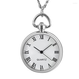 Pocket Watches Necklace Pendant Quartz Watch Roman Numerals Easy Read Small Size Fob Chain Clock For Men Women The Old Man People Reloj