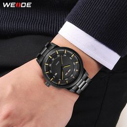 WEIDE Men Fashion Hour Calendar Quartz Full Steel Band Military Casual Wristwatches Clock Relogio Masculino Erkek Saat drop ship336J