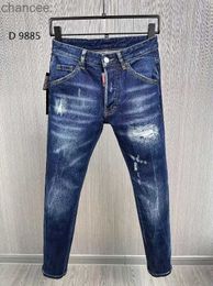 2023 selling New D9855 men and women premium cotton brand hole patch blue denim trousers and Jeans ripped jeansLF20230824.