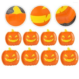 Disposable Dinnerware 20 Pcs Halloween Plate Cutlery Gathering Fine Paper Party Cake Convenient Dinner Pumpkin Festival Fruit