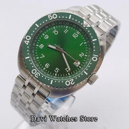 Wristwatches Top Luxury 43mm Sterile Green Dial Mens Watches Silver Case Sapphire Glass Luminous NH35A Automatic Movement Men's Wristwatch