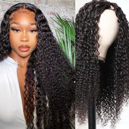 Synthetic Wigs Human Hair Wigs Curly BrazilianHair Wigs Natural Black Deep Wave Glueless U Part Wigs Body Wave V Part Wigs