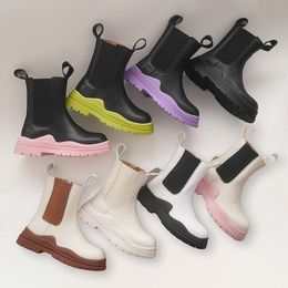 Boots Autumn Winter Girls Short Little Princess Fashion Forest Green Chimney Boys British Style Baby Cotton Shoes 230823
