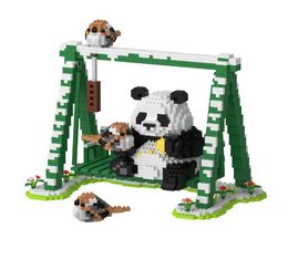 Lepin Brick National Treasure Giant Panda Building Blocks Toy For Kid Swing Figure Model Kit Assembled Building Bricks Toy Small Plastic Toy Christmas Gift