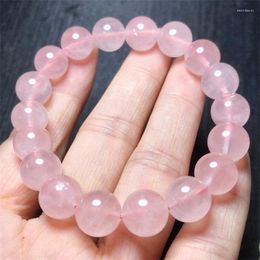 Strand Natural Rose Quartz Bracelet Gemstone Round Bead Crystal Healing Women Men Fine Jewelry Gift 1PC 11MM