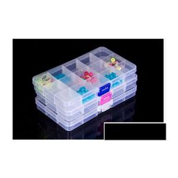 Jewelry Boxes 15 Grids Transparent Adjustable Slots Bead Organizer Box Storage Plastic Drop Delivery Packaging Display Otfwg