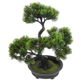 Decorative Flowers Artificial Potted Desk Bonsai Tree Plants Home Decor Indoor Fake Pine Figurine Mini