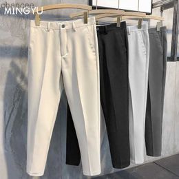 Spring Summer Ankle Length Pants Men Slim Work Jogging Social Formal Suit Trousers Male Brand Khaki Black Korea Plus Size 40 42LF20230824.