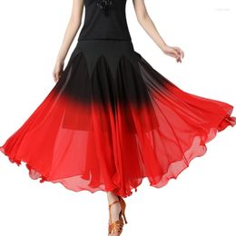 Stage Wear Women's Gradient Ballroom Dance Big Swing Skirt Waltz Latin Dancewear Elegant Soft Performance Long -