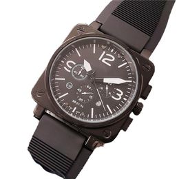 Swiss Army Men Watches Stainless Steel Big Square Case Rubber Strap Br Watch Quartz Movement Chronograph Wristwatch All Dial Work 237l