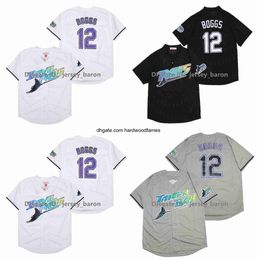 Vintage Devil Baseball Jersey 12 Wade Boggs 33 Jose Canseco 3 Evan Longoria 5 Wander Franco 29 Fred McGriff Tony Saunders 39 Hernandez 13 Crawford White Grey Black