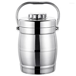 Dinnerware Stainless Steel Lunch Box Double-Layer Insulated Portable Rice Bucket Round With