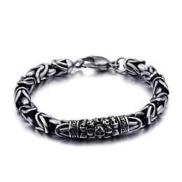 Link Chain Fashion Vintage Style Viking Bracelet Wrist Silver Color Charm Skull For Men Jewelry233x