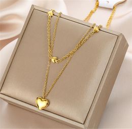 Pendant Necklaces 316L Stainless Steel Love Heart Titanium Temperament Double Layer Ladies Necklace Fashion Jewelry